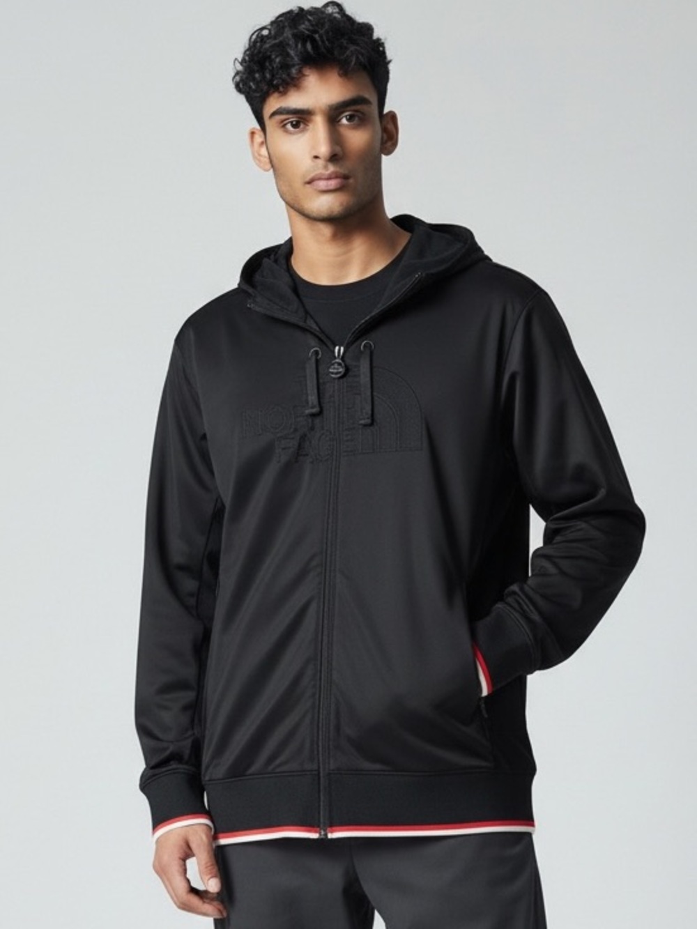 The North Face Men’s Medium Full Zip Hoodie Jacket Black Fleece Lined
